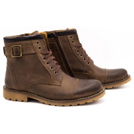 Olivier Men's leather insulated shoes 910MP brown 2