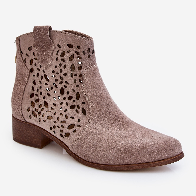 Lewski Shoes Women's Openwork Boots Leski Shoes 2909 Light brown beige 2