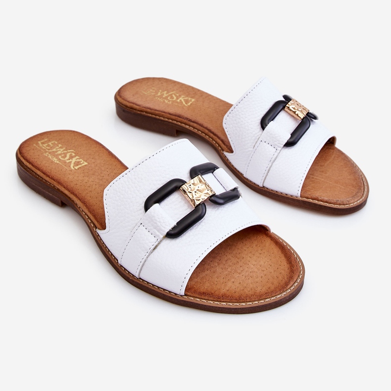 Lewski Shoes Leather Women's Slippers Leewski Shoes 3270 White 1 Lewski Shoes Leather Women's Slippers Leewski Shoes 3270 White 1
