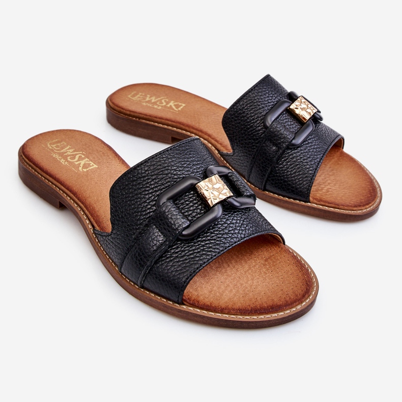 Lewski Shoes Leather Women's Slippers Leewski Shoes 3270 Black golden 1 Lewski Shoes Leather Women's Slippers Leewski Shoes 3270 Black golden 1
