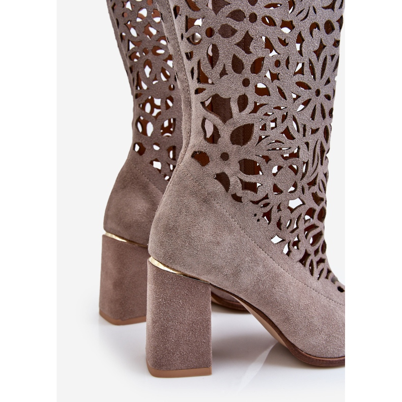 Lewski Shoes Suede Openwork Boots Leski Shoes 3234 Cappuccino multicolored 1