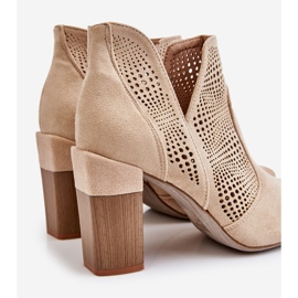 PM1 Openwork Suede High Heel Boots Light Beige Leanna brown 1