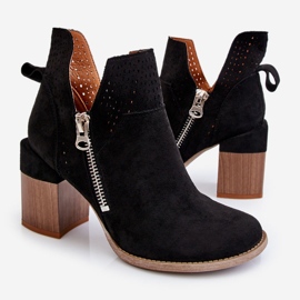 PM1 Suede Boots On Chunky Heels Black Camden 1