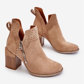 PM1 Beige Camden Suede Chunky Heel Boots 1