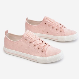 Women's Big Star Embroidered Sneakers LL274224 Pink 1