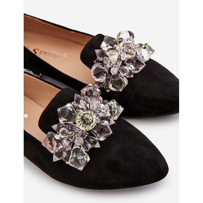 Women's Embellished Loafers With Flat Heels Black Sloane 1