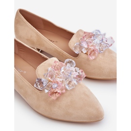 Women's Embellished Loafers With Flat Heels Beige Sloane 1