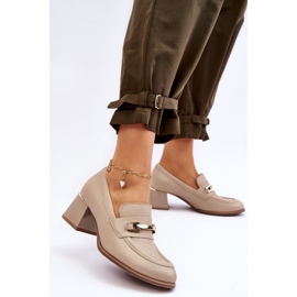 Lemar Comfortable Damira Beige Leather Pumps 2