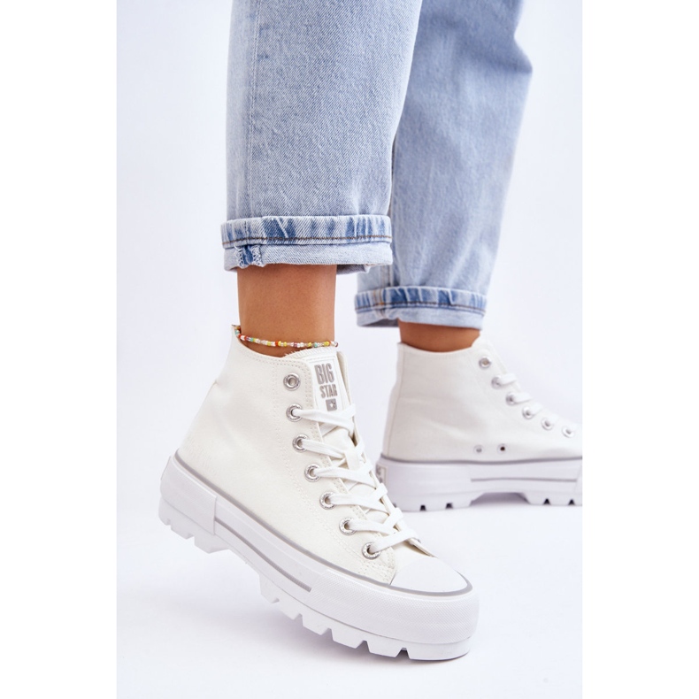 High Textile Platform Sneakers Big Star LL274156 White 2