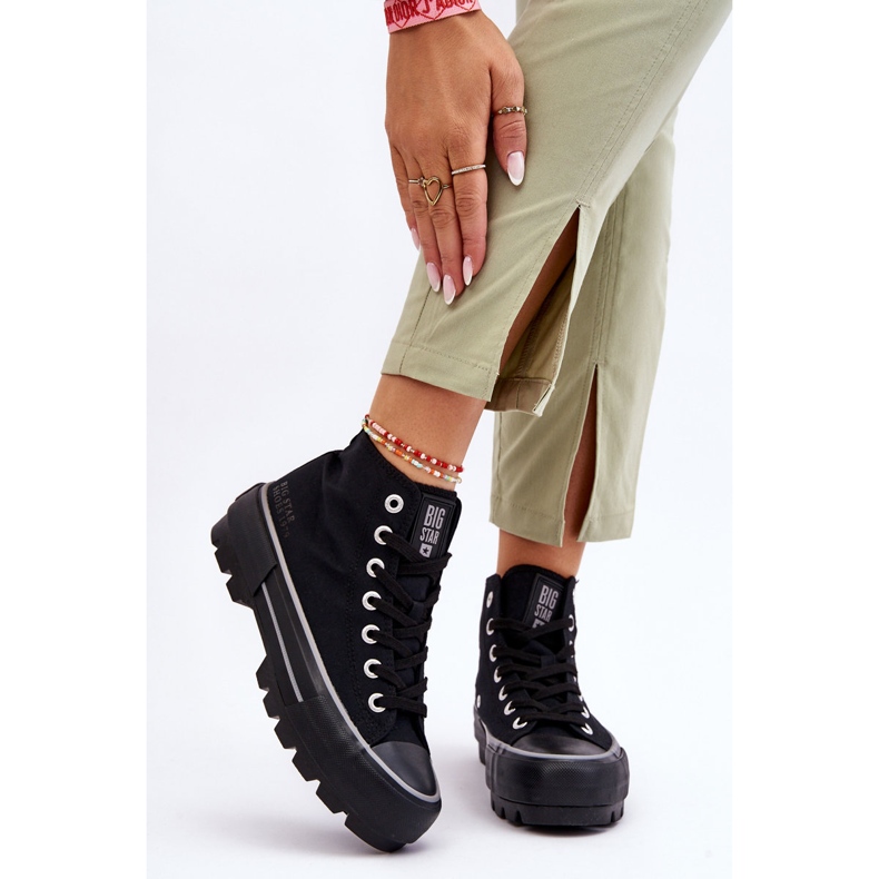 High Textile Platform Sneakers Big Star LL274155 Black 2