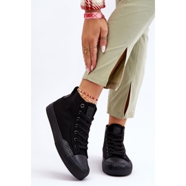 Women's Big Star Fabric High Top Sneakers LL274444 Black 1