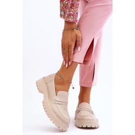 Women's Loafers Leather Shoes Big Star LL274457 Beige 1