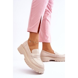 Women's Loafers Leather Shoes Big Star LL274457 Beige 2