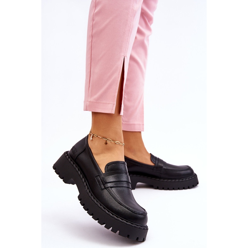 Women's Moccasins Big Star Leather Shoes LL274458 Black 2 Women's Moccasins Big Star Leather Shoes LL274458 Black 2