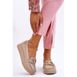 Lemar Leather Platform Loafers With Beige Desmond Embellishments 1