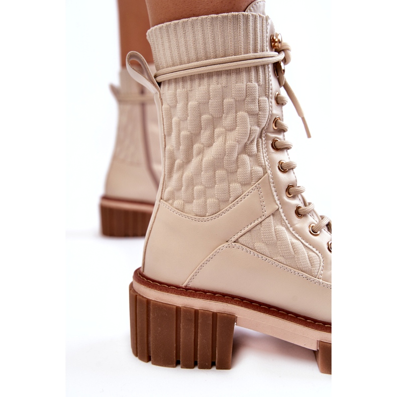 PE1 Women's High Boots With Zipper Beige Enroe 4