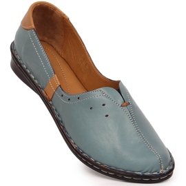 Comfortable women's leather slip-on shoes blue Artiker 38C0358 1
