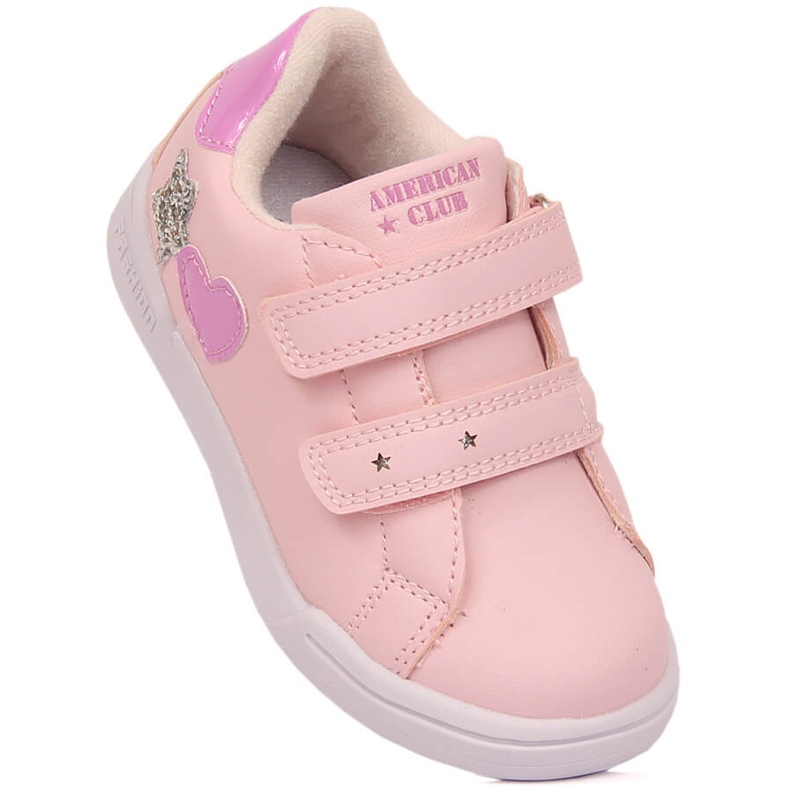 Girls' sports shoes with velcro pink American Club 125/23 1