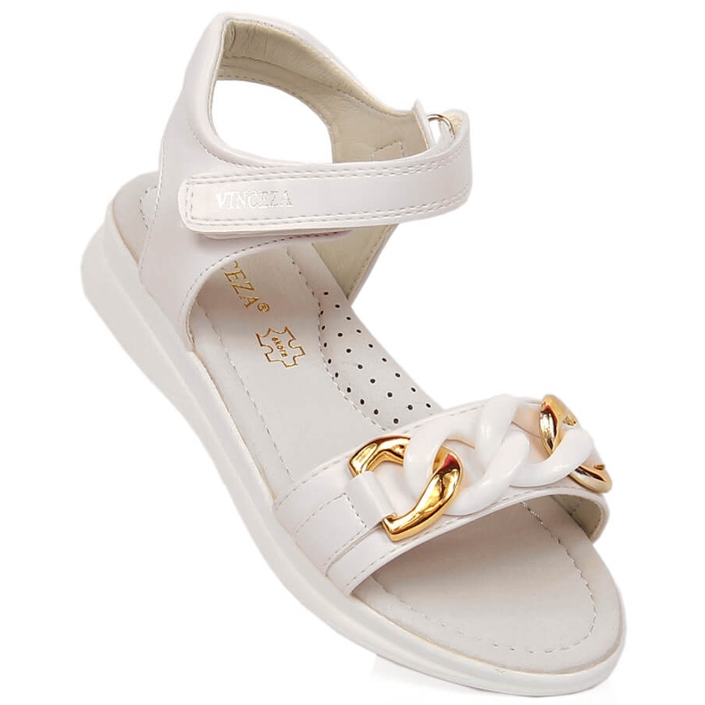 Girls sandals with a velcro chain white Vinceza 36127 1 Girls sandals with a velcro chain white Vinceza 36127 1
