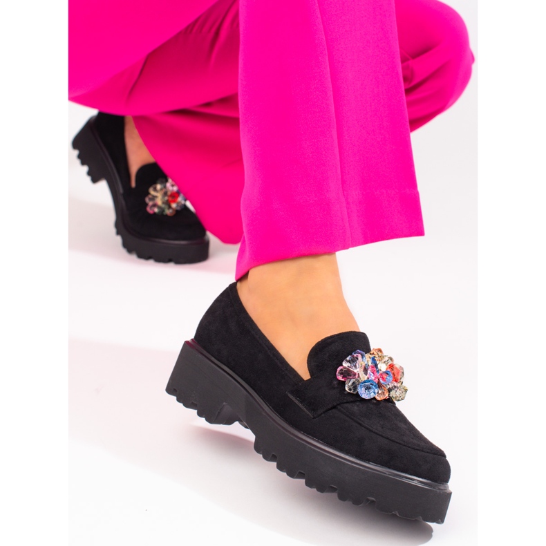 Vinceza black women's shoes with crystals 1