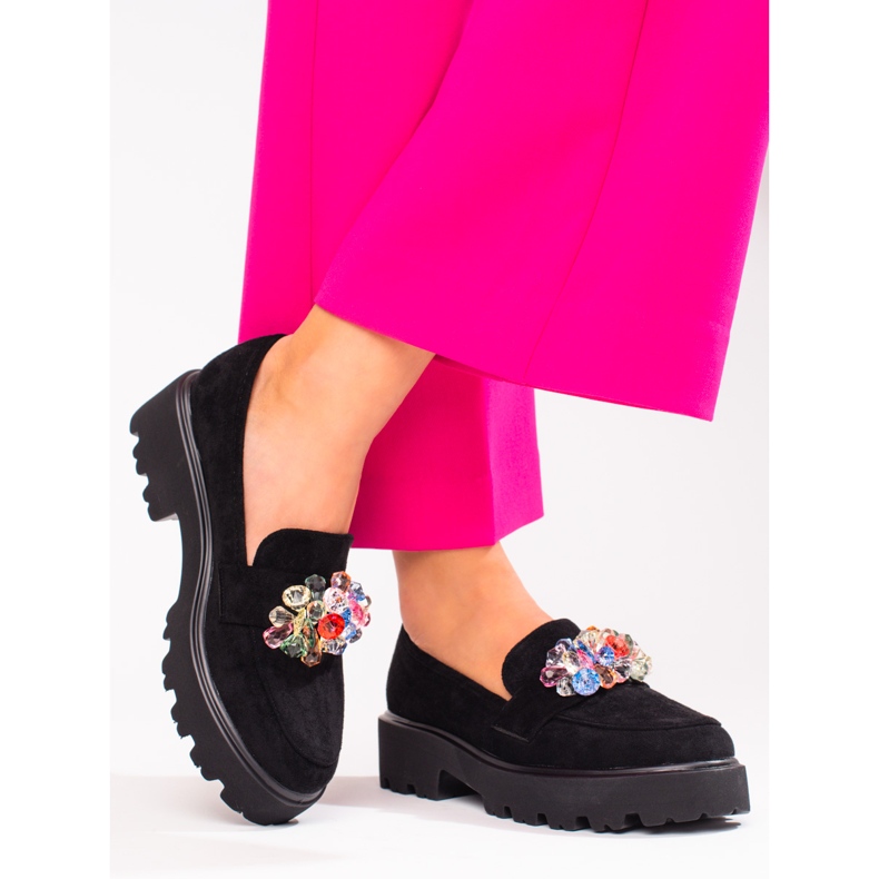 Vinceza black women's shoes with crystals 2