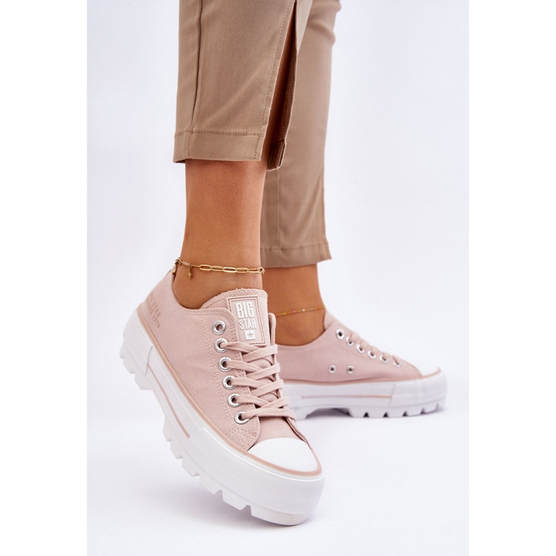 Fabric Platform Sneakers Big Star LL274151 Nude pink 2 Fabric Platform Sneakers Big Star LL274151 Nude pink 2