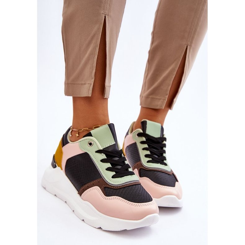 PG1 Women's Leather Platform Sneakers Black And Green Chaya 2