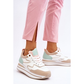 PG1 Fashionable Roen White and Beige Leather Sports Shoes 2