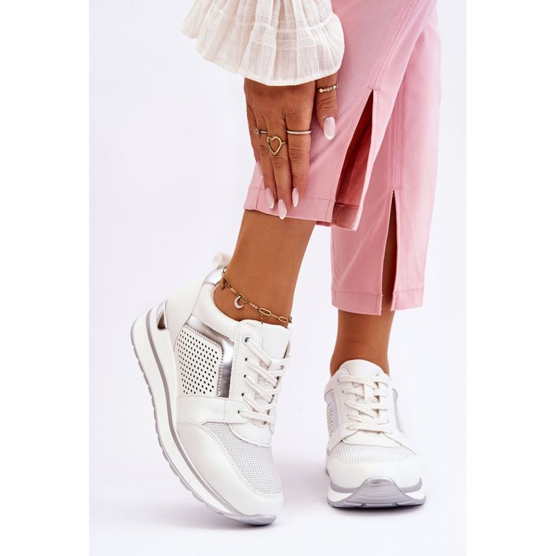 PG1 White Braylen Leather Low Wedge Sports Shoes 1 PG1 White Braylen Leather Low Wedge Sports Shoes 1