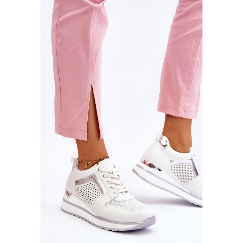 PG1 White Braylen Leather Low Wedge Sports Shoes 2 PG1 White Braylen Leather Low Wedge Sports Shoes 2