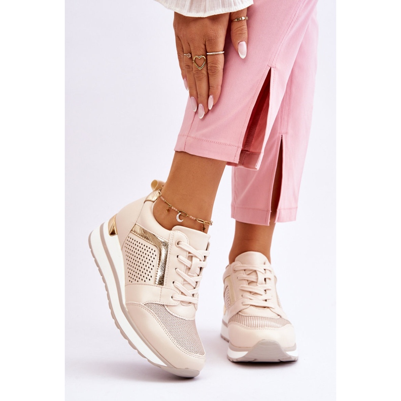 PG1 Leather Sports Shoes On A Low Wedge Beige Braylen 1 PG1 Leather Sports Shoes On A Low Wedge Beige Braylen 1