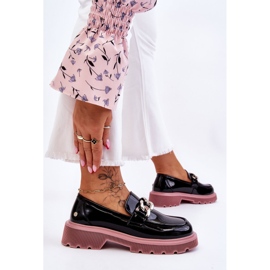 Patent Moccasins With Chain GOE LL2N4039 Black-Purple 5