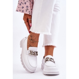Leather Loafers With Chain GOE LL2N4038 White 1