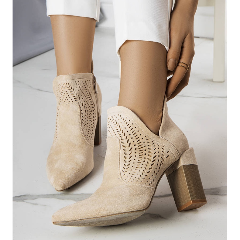 Beige openwork boots from Hachée 1