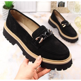 Suede women's loafers with a chain Filippo DP4589/23 black 1