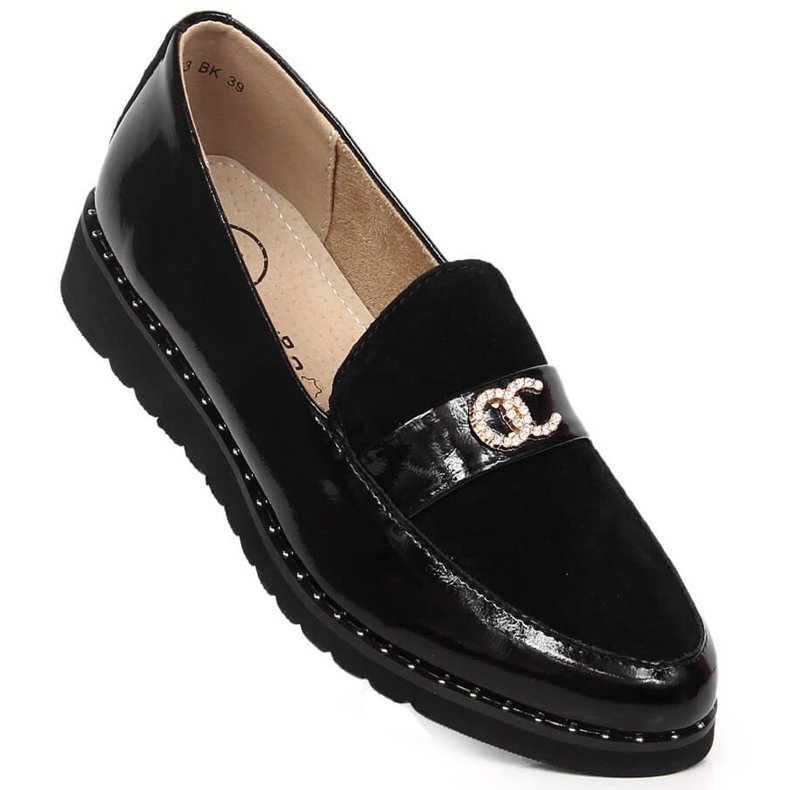 Women's leather shoes with zircons Filippo DP1515/23 black 1