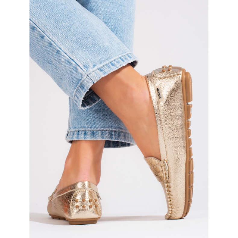 Goodin Comfortable women's gold moccasins Shelovet golden 2 Goodin Comfortable women's gold moccasins Shelovet golden 2