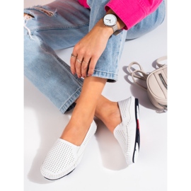 Women's openwork slip-on loafers white Shelovet 2
