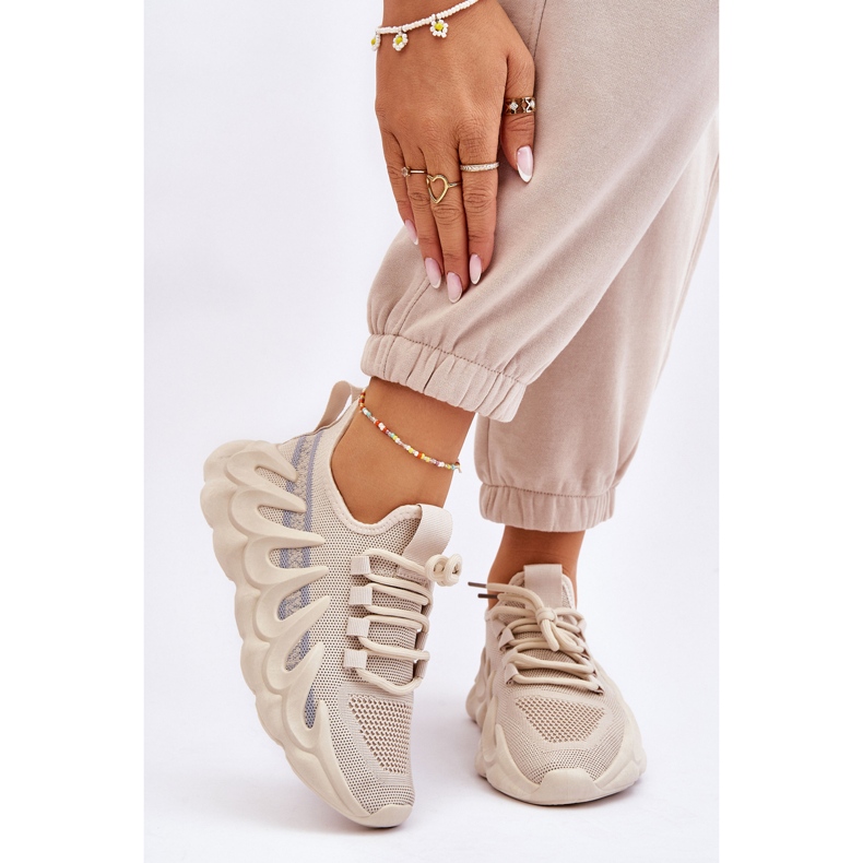 PG1 Women's Fashionable Sock Sneakers Beige Daxo 1