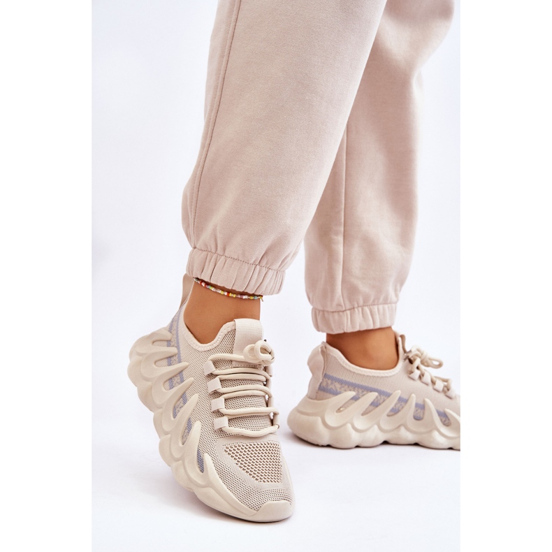 PG1 Women's Fashionable Sock Sneakers Beige Daxo 2