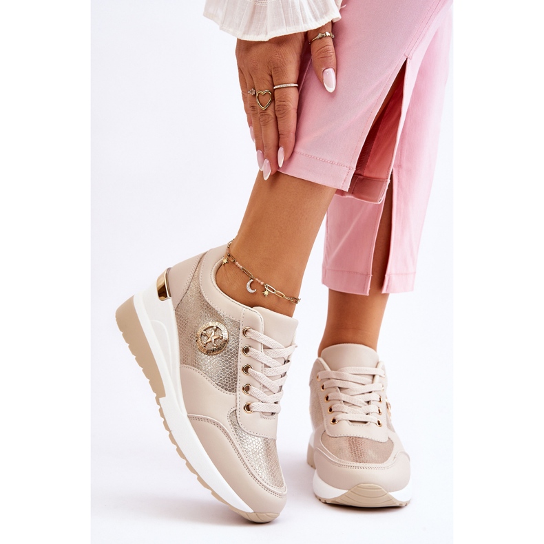 PG1 Fashionable Wedge Sneakers Beige Jaliyah 1 PG1 Fashionable Wedge Sneakers Beige Jaliyah 1