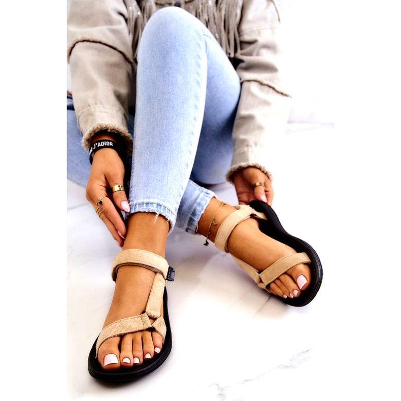 Women's Suede Sports Sandals Beige 4 Women's Suede Sports Sandals Beige 4