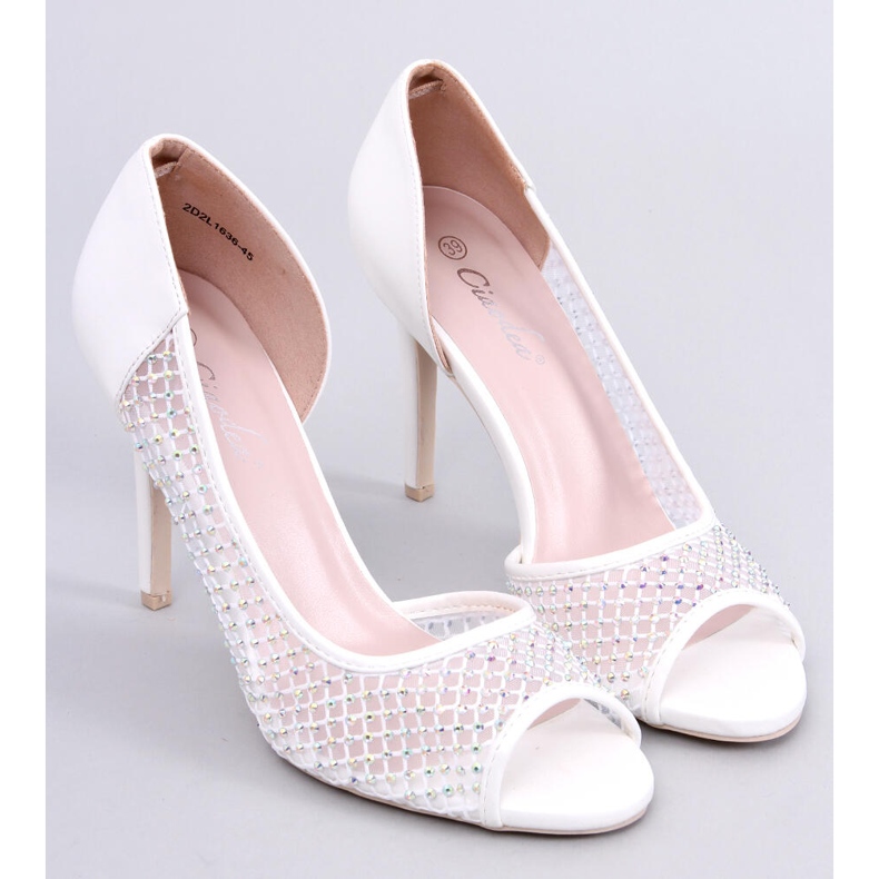 BM Glass White open toe heels 1