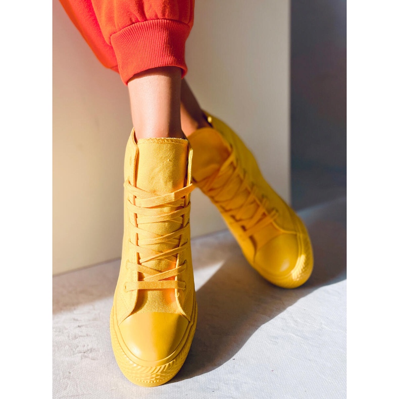 BM Parks Yellow Ankle Wedge Sneakers 2 BM Parks Yellow Ankle Wedge Sneakers 2