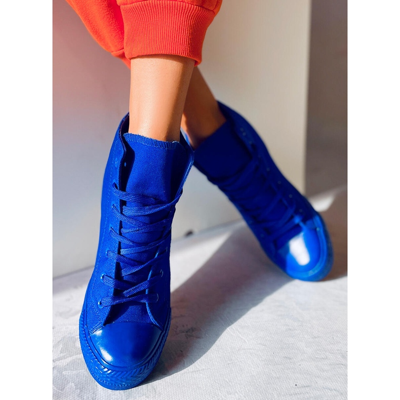 BM Parks Blue Ankle Wedge Sneakers navy blue 1