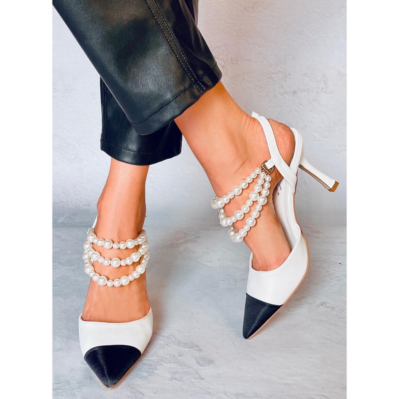BM Open heel pumps with Harmony White pearls 1