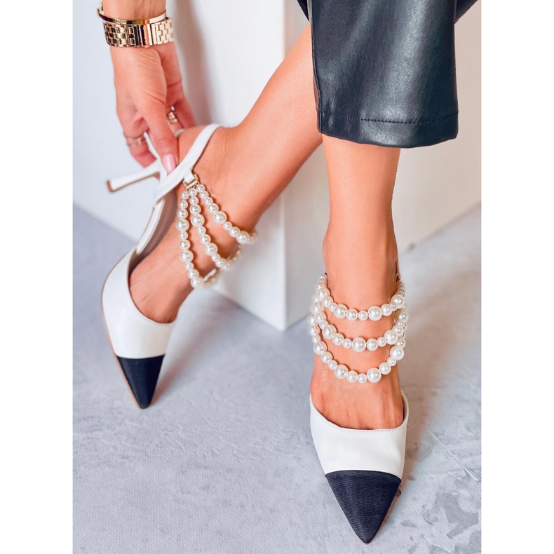 BM Open heel pumps with Harmony White pearls 2