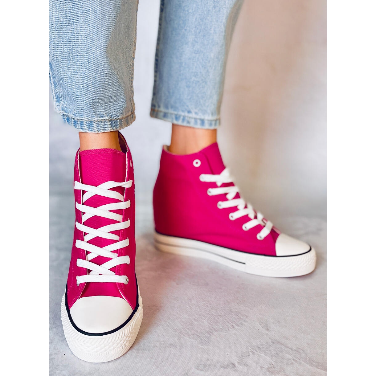 BM Corina Fuchsia wedge high top sneakers pink
