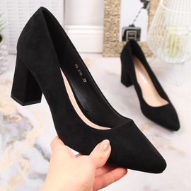 Women's black suede pumps on the post Sergio Leone PB414 1