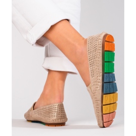 Women's gold openwork slip-on loafers from Shelovet golden 2